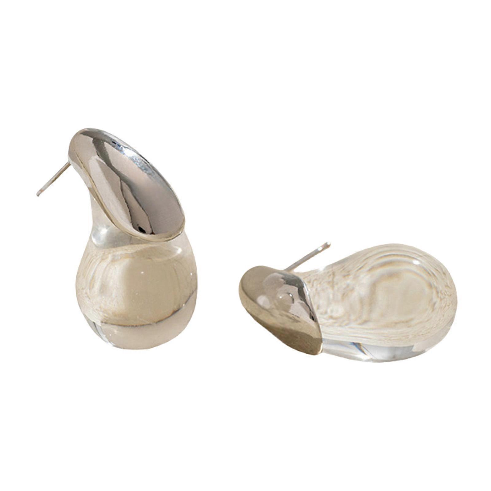 Crystals Clear Resin Drop Earrings With Alloy Backing Comfortable Fashion Accessory Multicolor