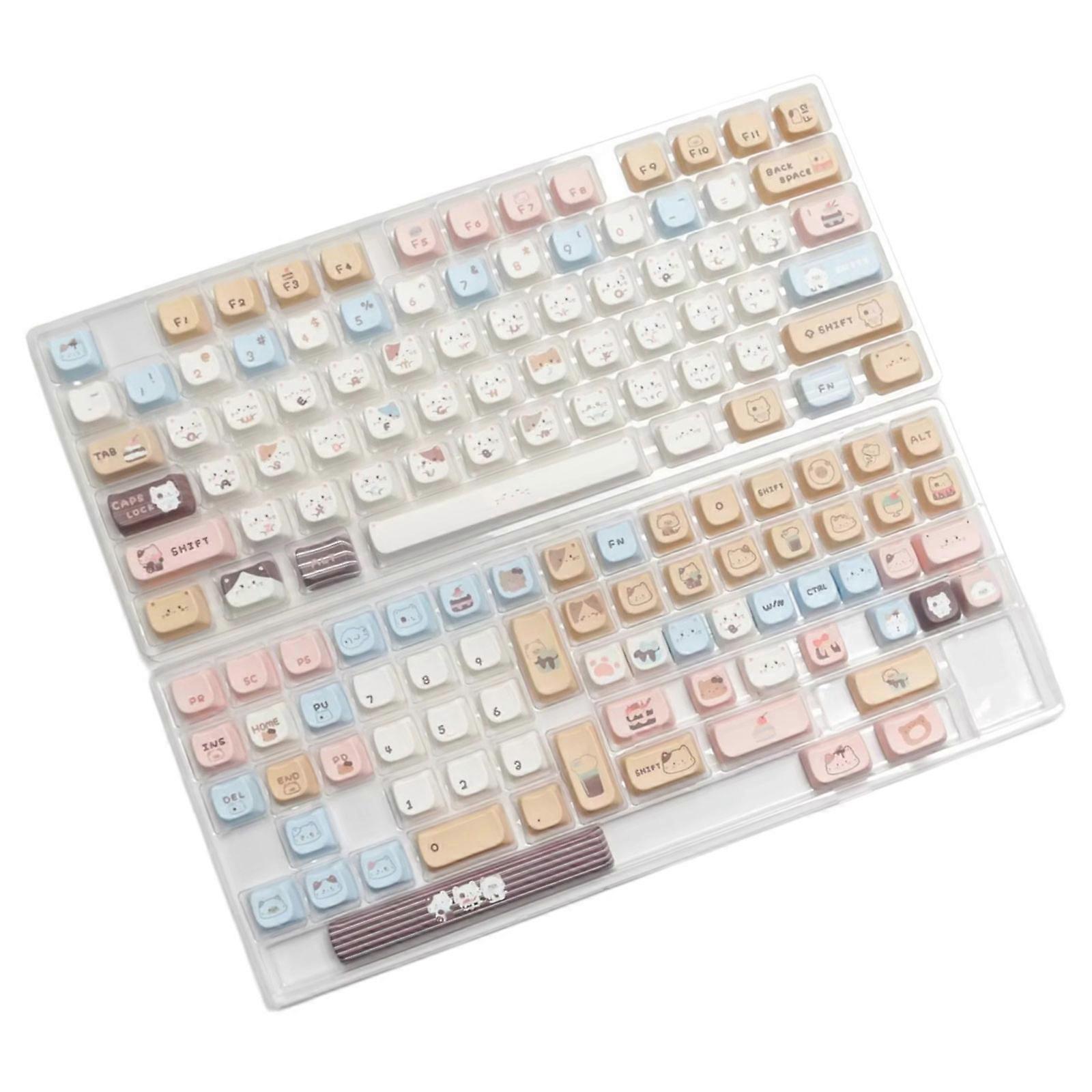 Ergonomic 140Key Sea Salt Kitten PBT MAO Keycaps for Mechanical Keyboard Comfortable and Customized Typing Experience Multicolor