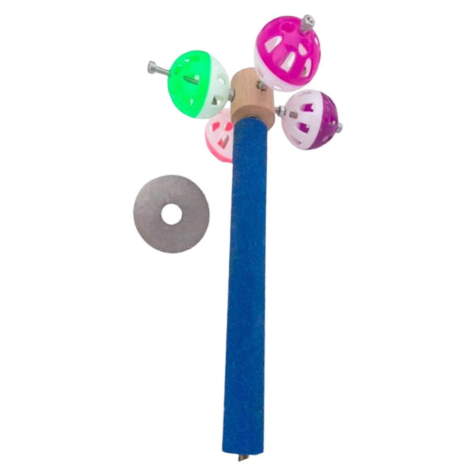 Exercise Perch With Rotating Bells For Parrots Natural Wood Cage Stand Toy Promotes Nail Health And Interaction Fun Multicolor