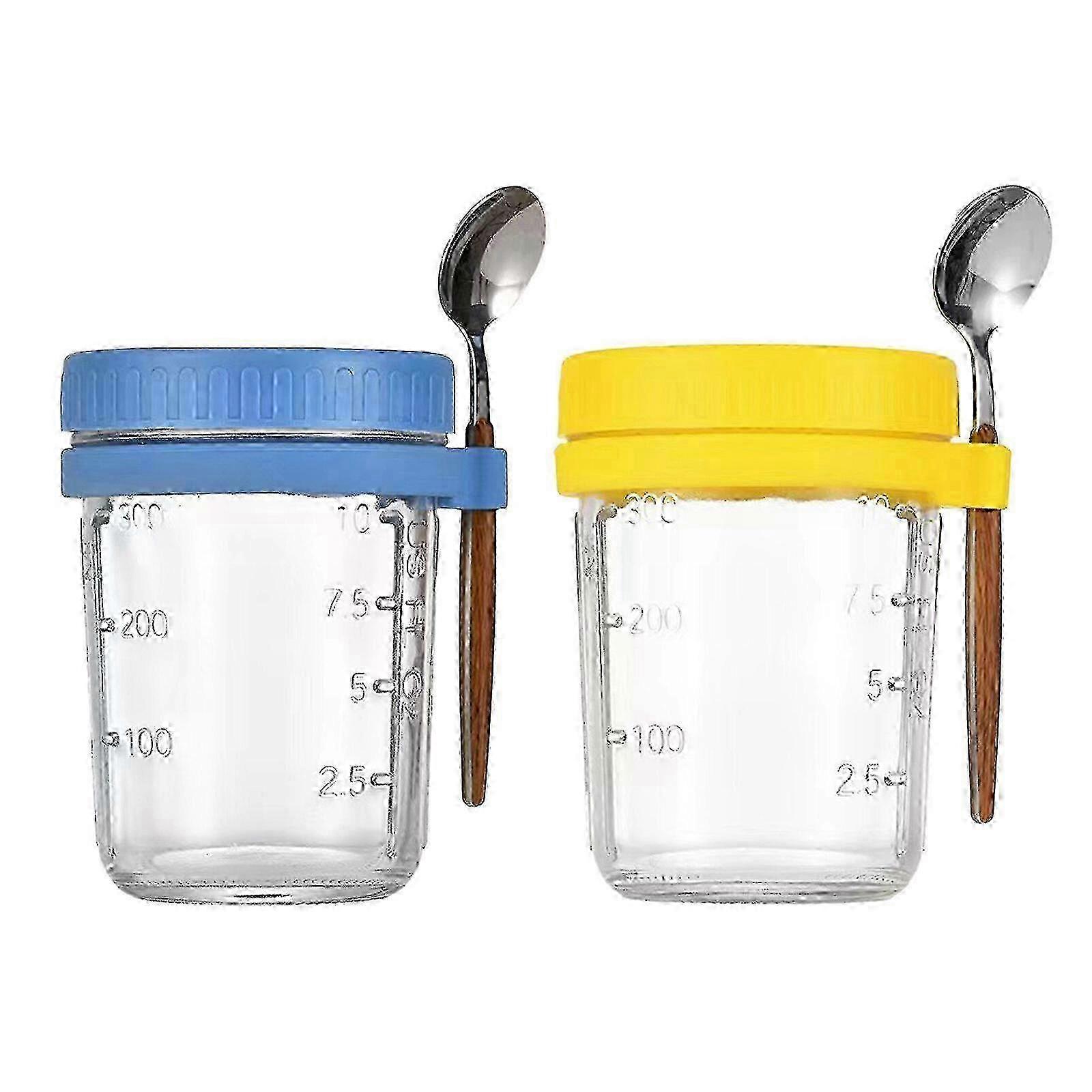 1/2/4 Pack Overnight Oats Jars With Lids And Spoons, 10 Oz Glass Bottles Containers Yogurt Airtight Jars