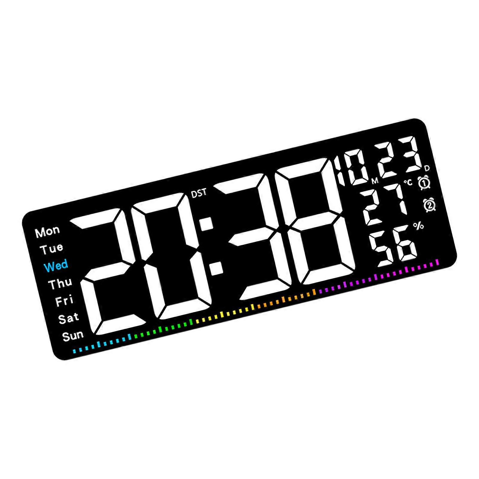 Functional LED Clock With Time Alarm And Temperature Display  Adjustable Brightness For Modern Home Decoration Multicolor