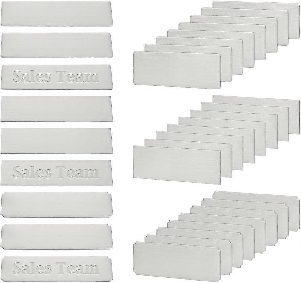 36pcs Name Plates Rectangle Blank Engraved Plate 3 Styles Stainless Steel Name Tag Frame Name Label Art Tag for Frame with Adhesive Backing 2.99"x 0.9