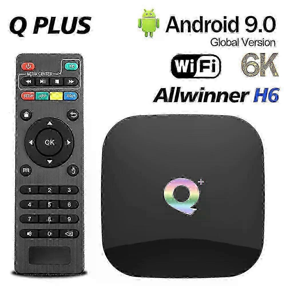 Original Q Plus Smart TV Box Android 9 6K 2.4G Wifi Allwinner H6 Media player 4GB RAM 32GB/64G ROM Set Top box