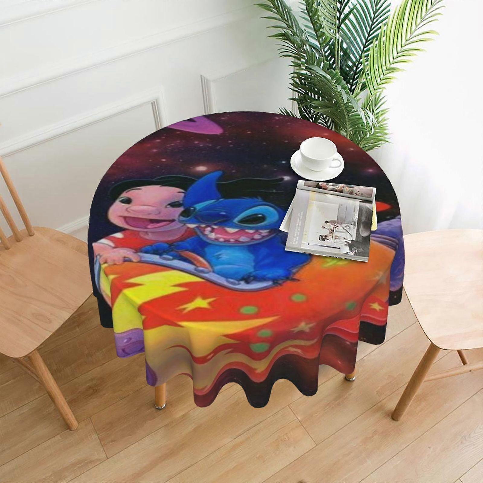 Stitch Space Adventure Rectangular Tablecloth, 60in, Water Resistant, Anti-Wrinkle, Spill-Proof Soft Fabric, compatible with dining room, parties &