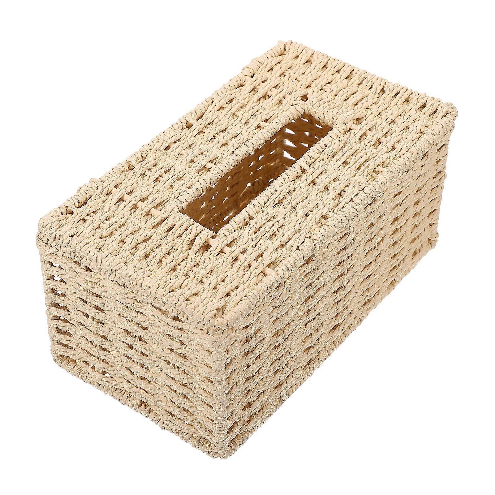 1Pc Paper String Woven Paper Towel Box Tabletop Useful Storage Tissue Box