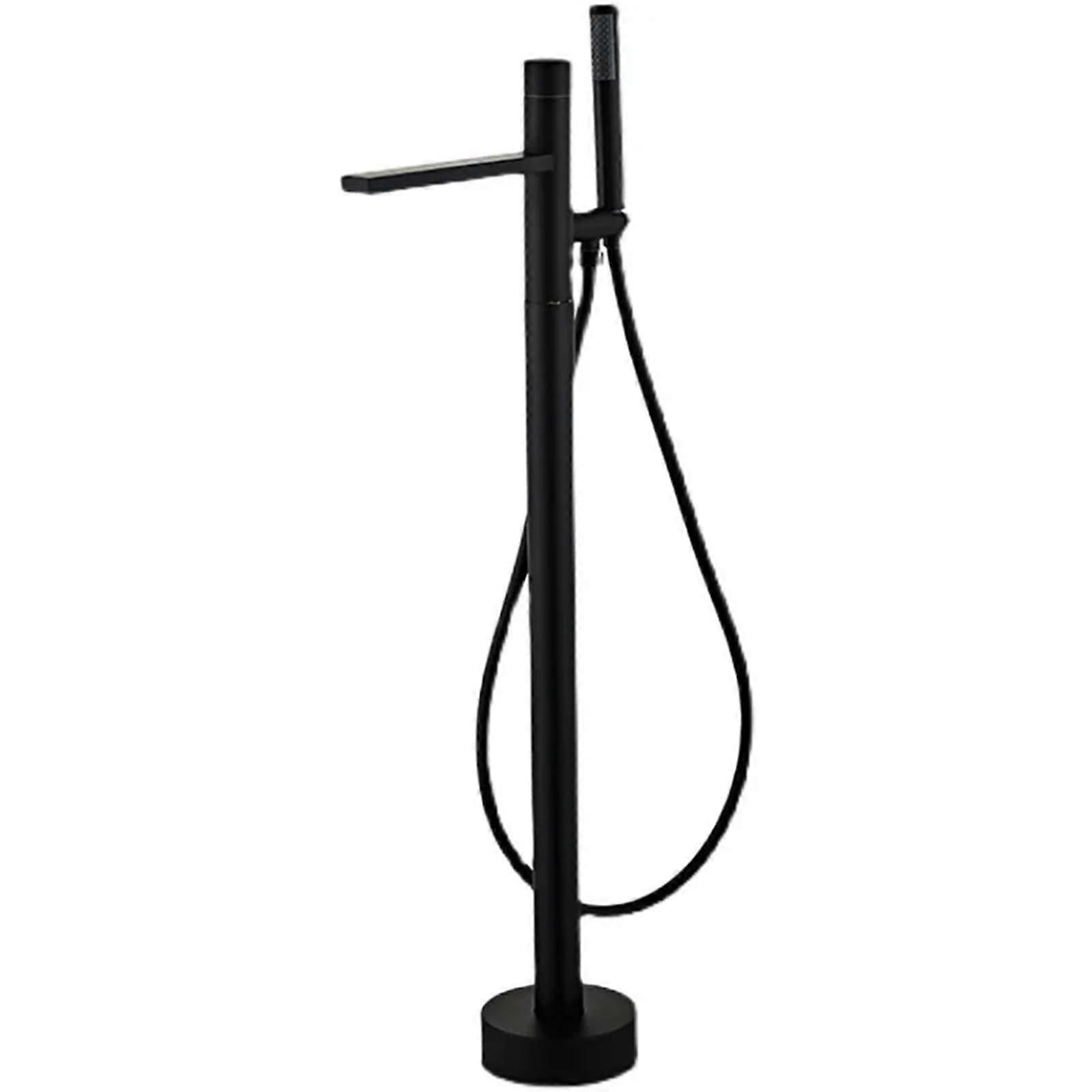 Black Freestanding Bathtub Faucet with Hand Shower, 360° Swivel Spout, Chrome Finish, Style 3