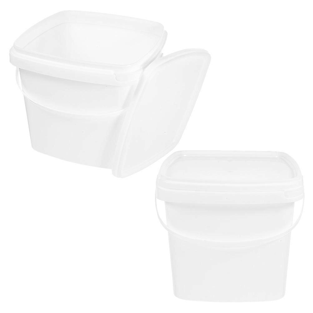 Reusable Square Plastic Bucket with Lid for Household Use Made of PP White Color 5L