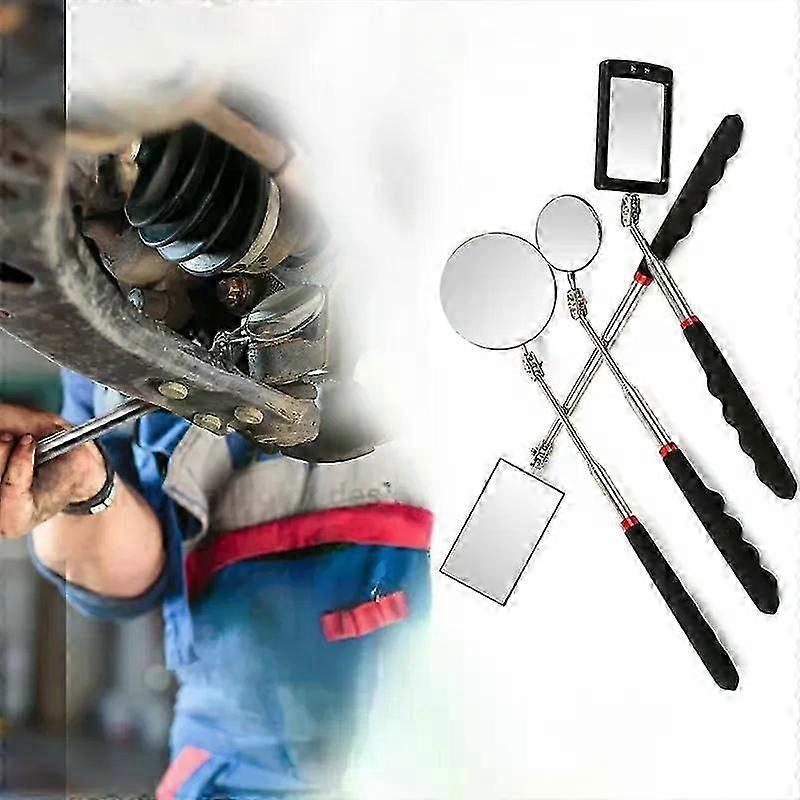 360 Inspection Mirror LED Light Telescoping Mirrors Extend Mechanic Tools Inspection Mirror Telescopic Handle Repairing Tools