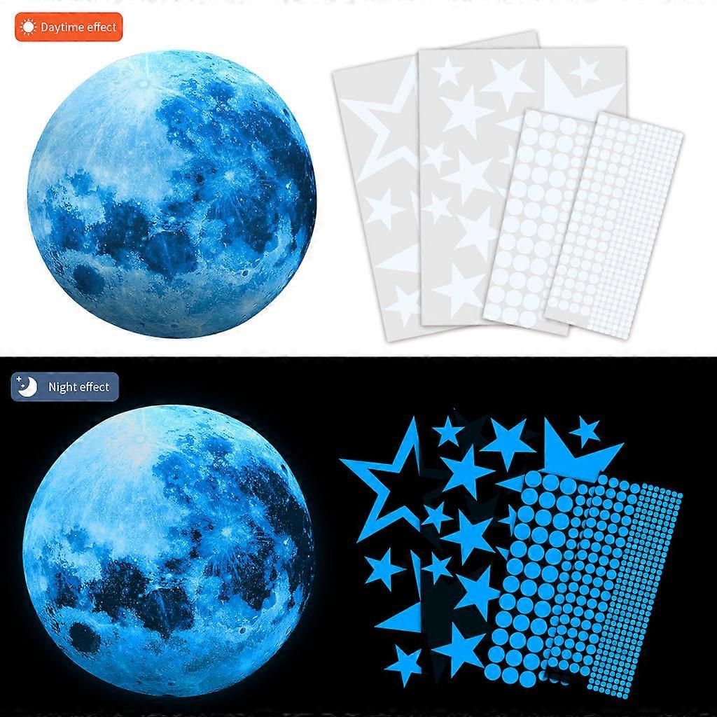 1pc Luminous Sticker Moon Star Dot Creative Fluorescent Wall Sticker Removable (Blue 75G)