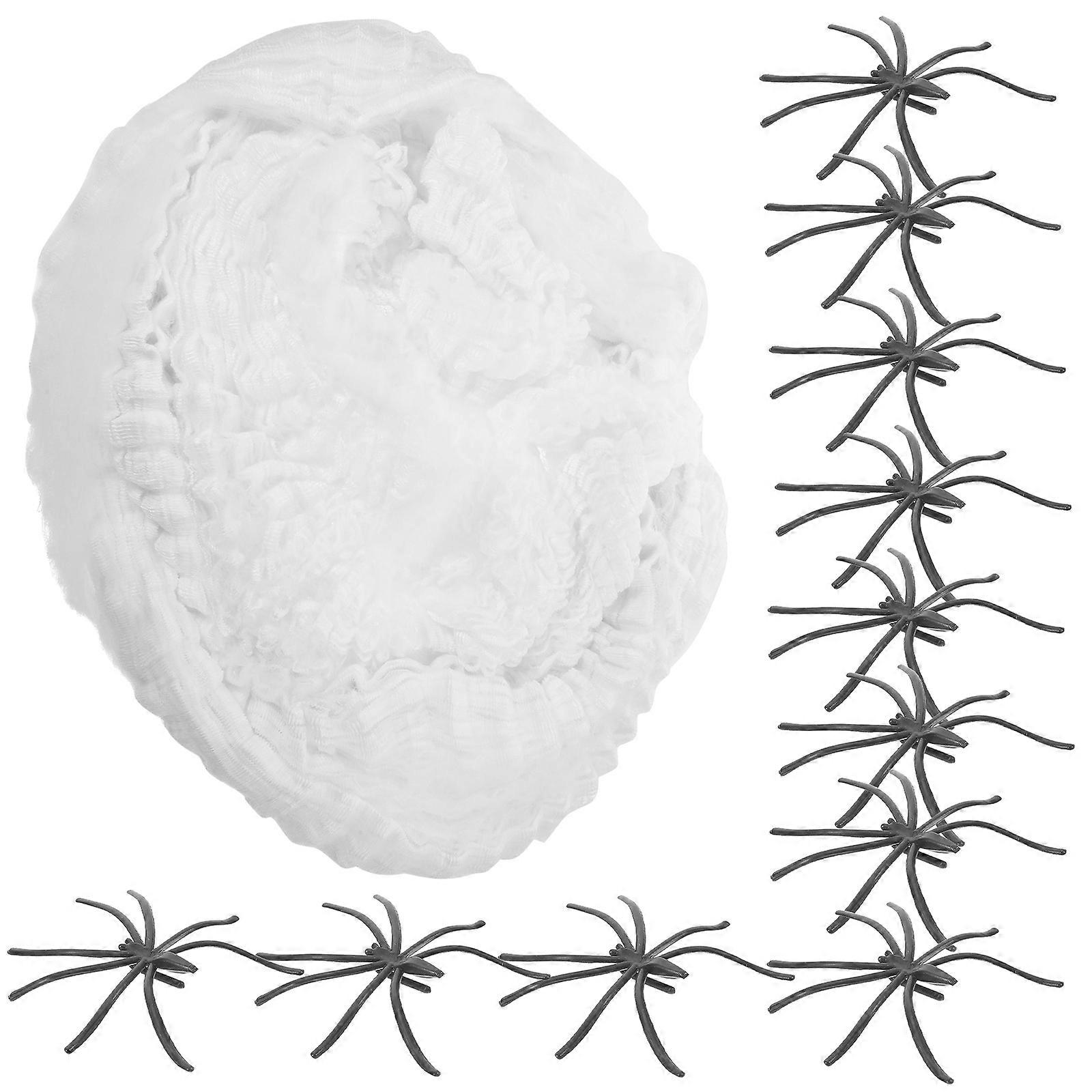 Glow in The Dark Spider Web Decoration for Halloween 1Set with Fake Spiders