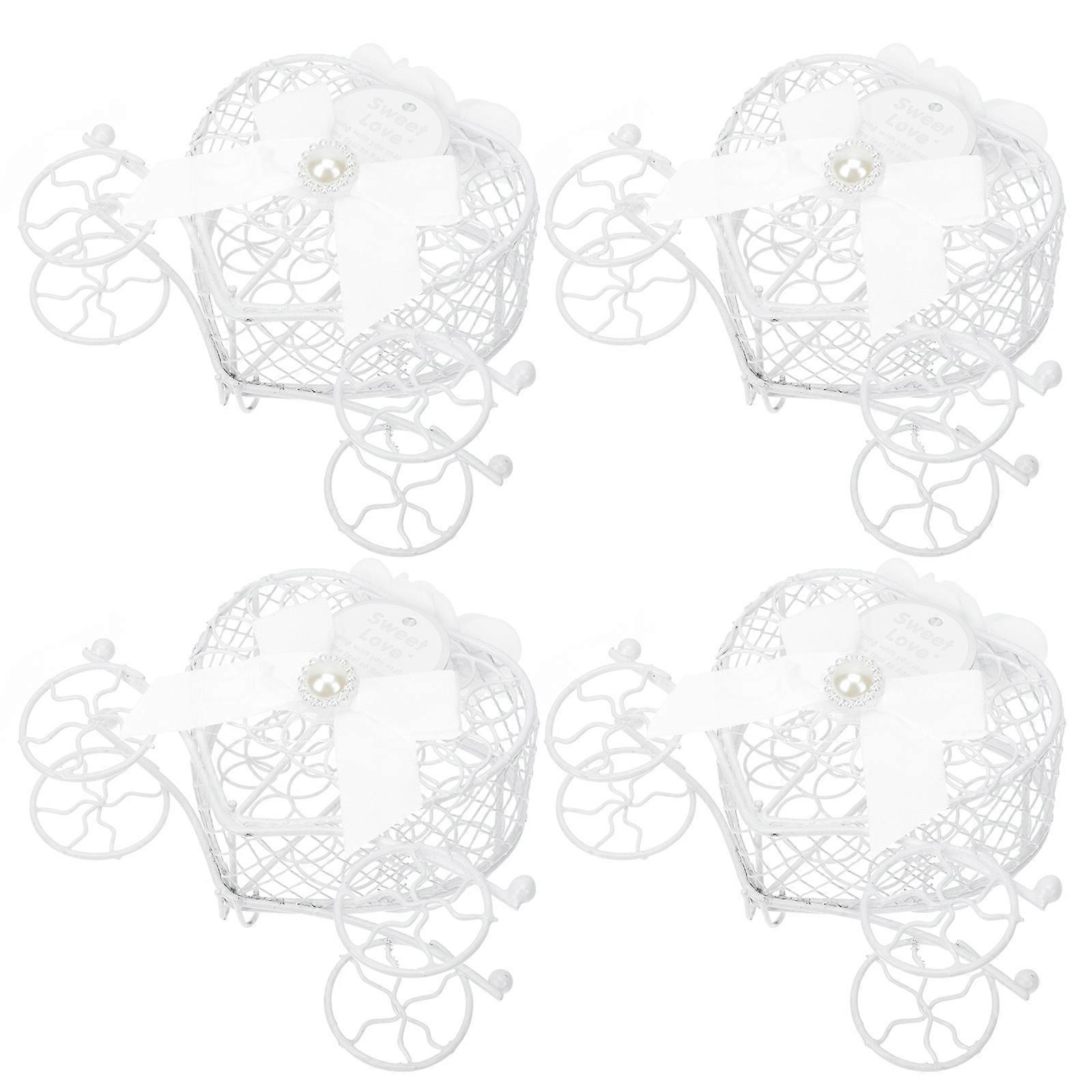 Wedding Candy Box Iron Candy Container for Storage 4Pcs White Set