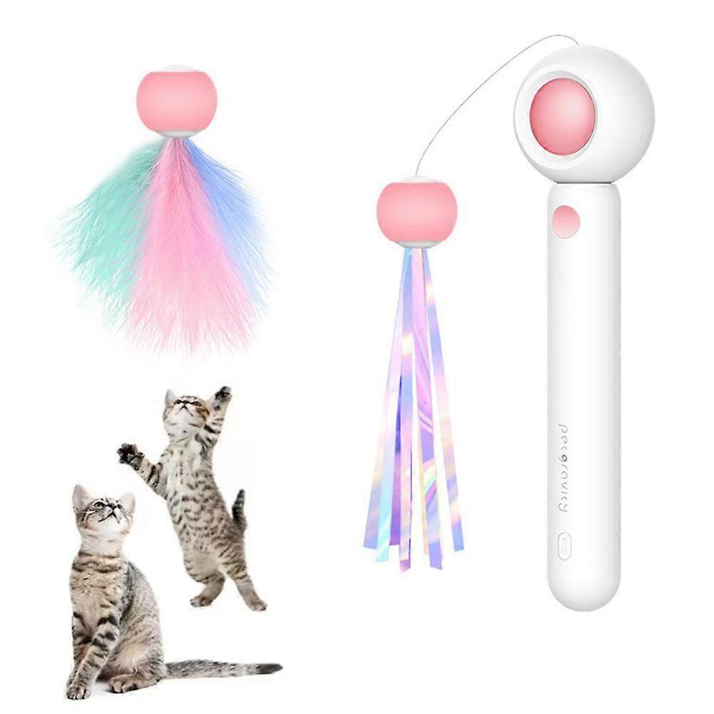 Cat Toy Interactive Funny Tassel Feather Stick Pet Toys For Kitten Colored
