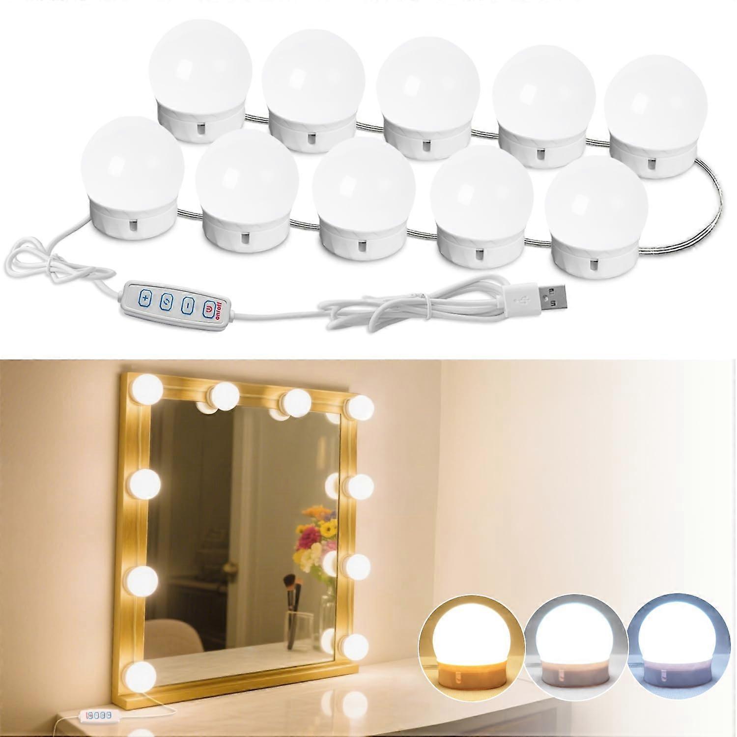 Vanity Mirror Lights with Adjustable Color and 10Level Brightness, USB LED Makeup Lighting Bulbs White