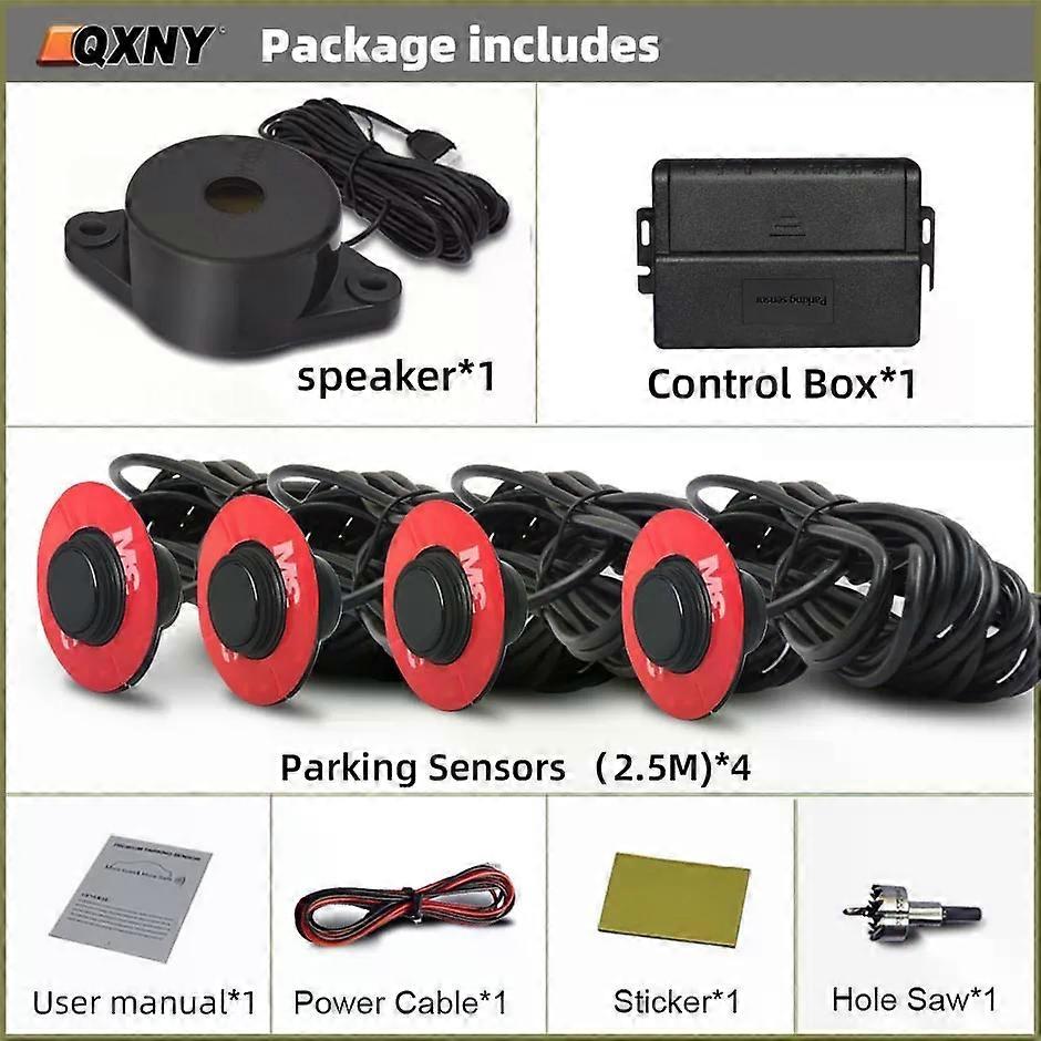 Flcomh Mount 4 Probe Reverse Parking Sensor Adjcomtable Depth Bumper Backup Radar System with Distance Alert  Aid