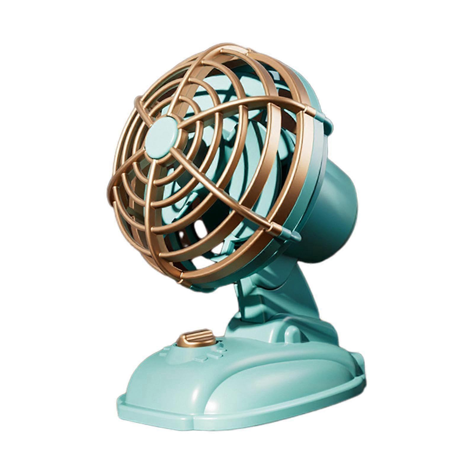 USB Desk Fan with Low Noise, Dual Speed, Adjustable Angle for Office, Home, Car, Camping  Blue