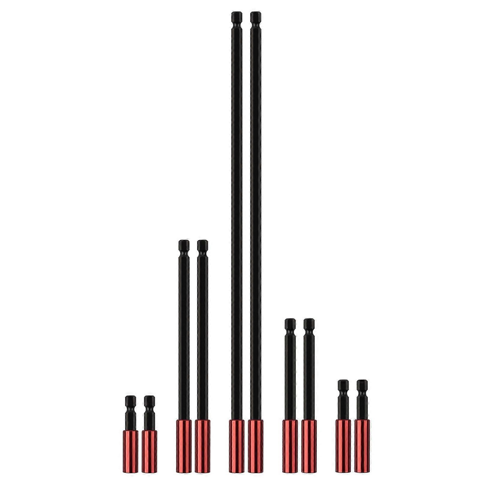 10 Pack Magnetic Drill Bit Extension Set, S2 Steel 1/4 Inch Hex Shank Screwdriver Bit Holder, 5 Sizes