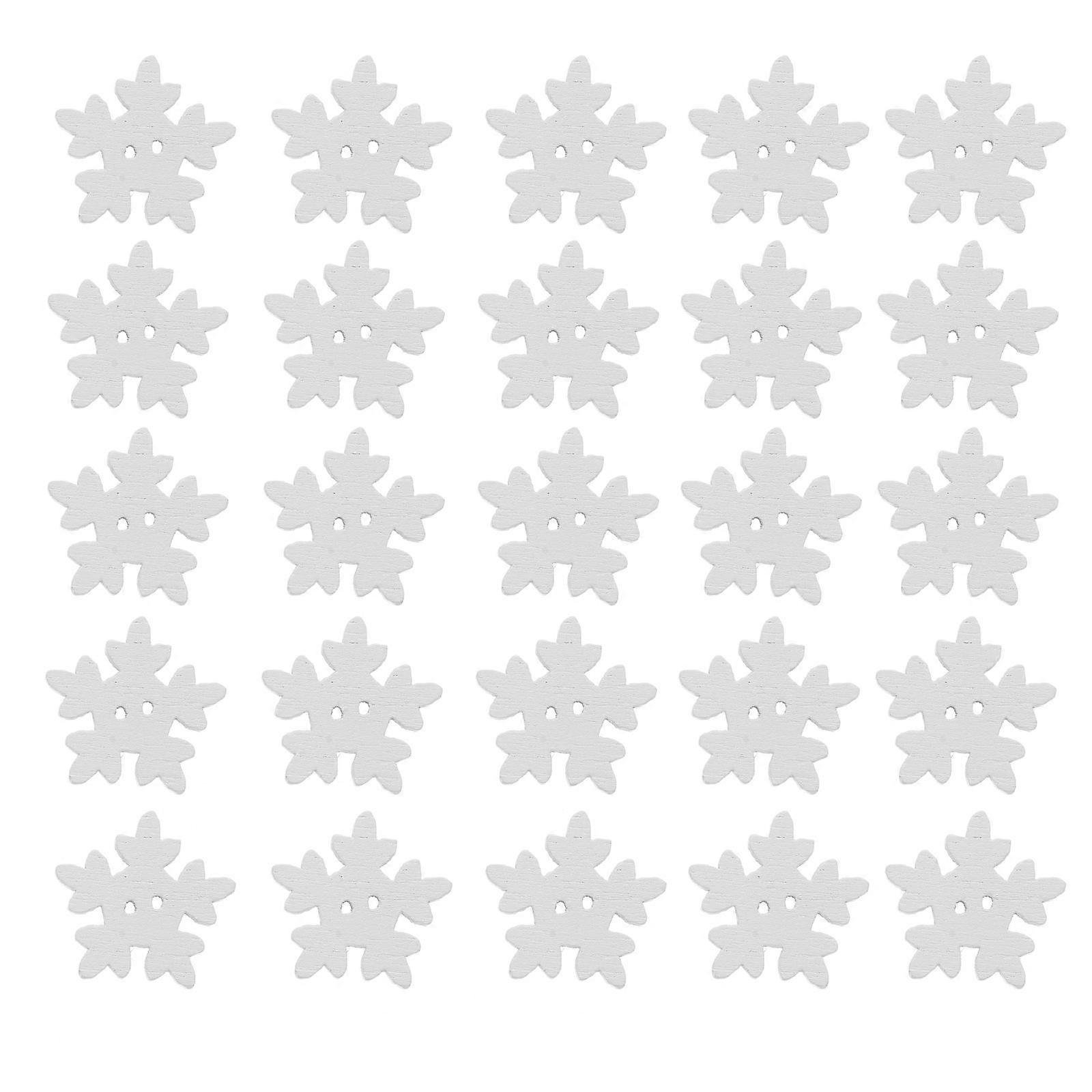 Snowflake Embellishments Wooden Button for Decoration 50Pcs