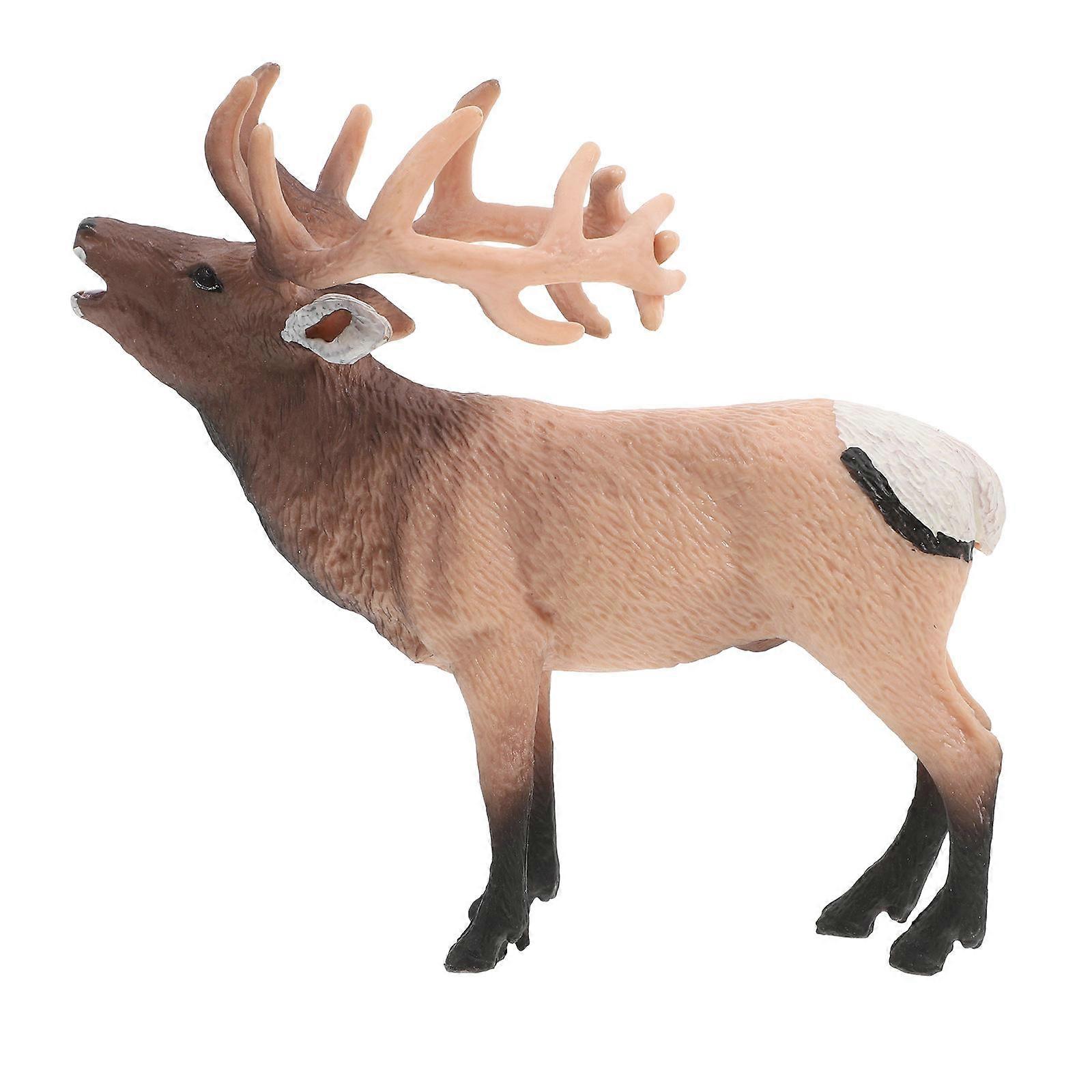 Wildlife Ornament Red Deer Model Solid Animal Statue 1Pcs for Home
