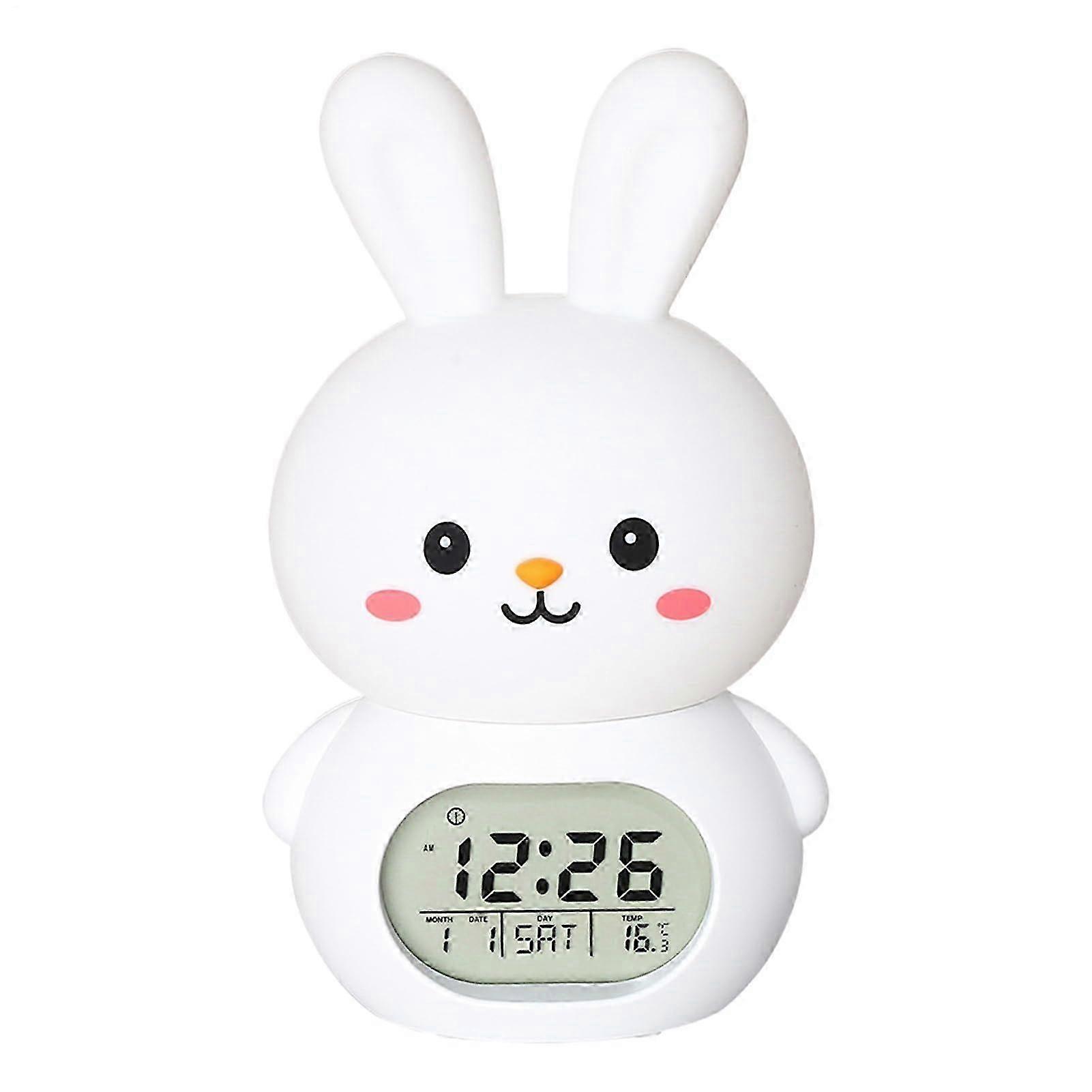 2025 LED Bunny Lamp - Rechargeable Easter Light Clock Alarm with Tap Control, Adjustable Brightness, Snooze Function