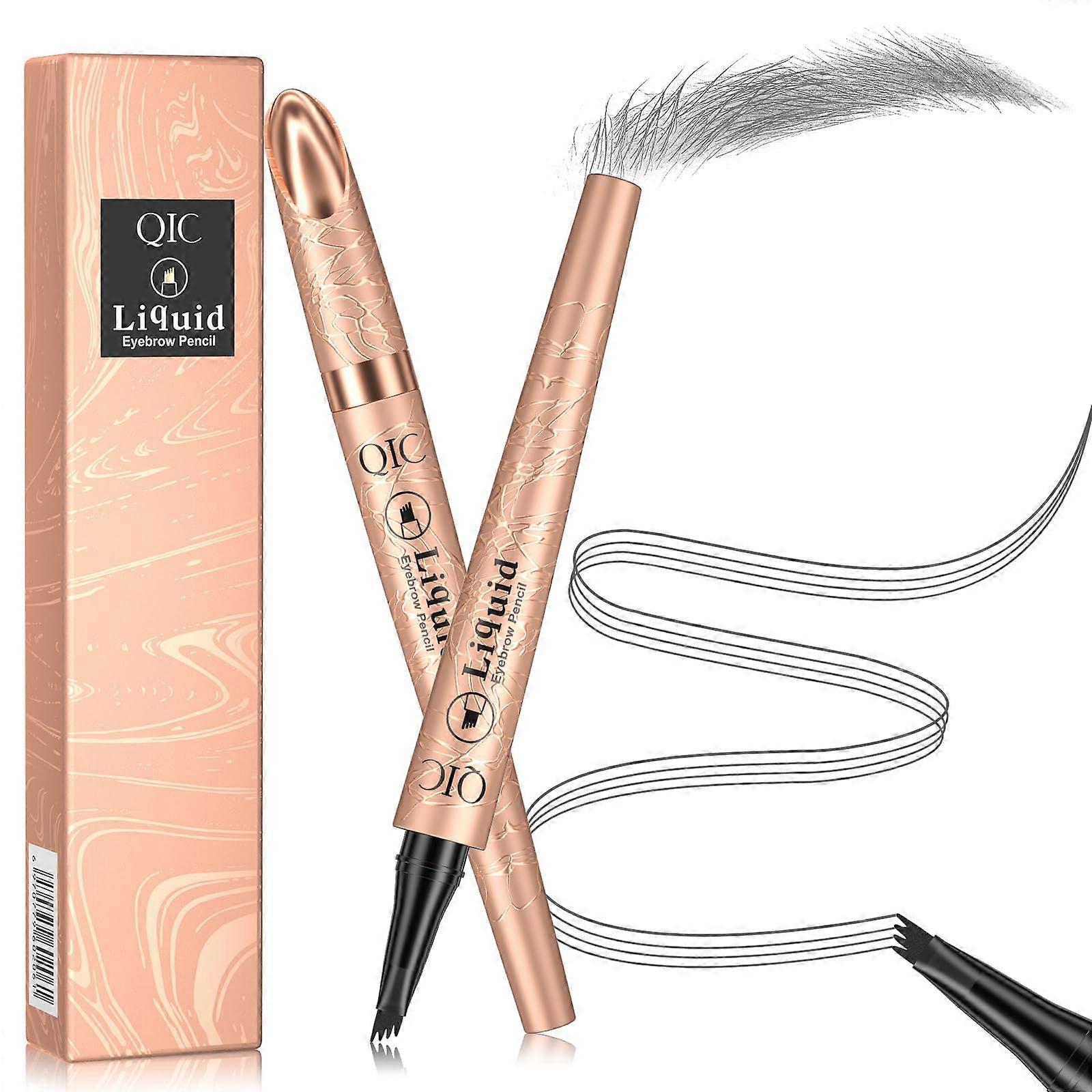 Waterproof Microblading Eyebrow Pen with 4 Tip Precision, LongLasting Natural Gray Eyebrow Pencil