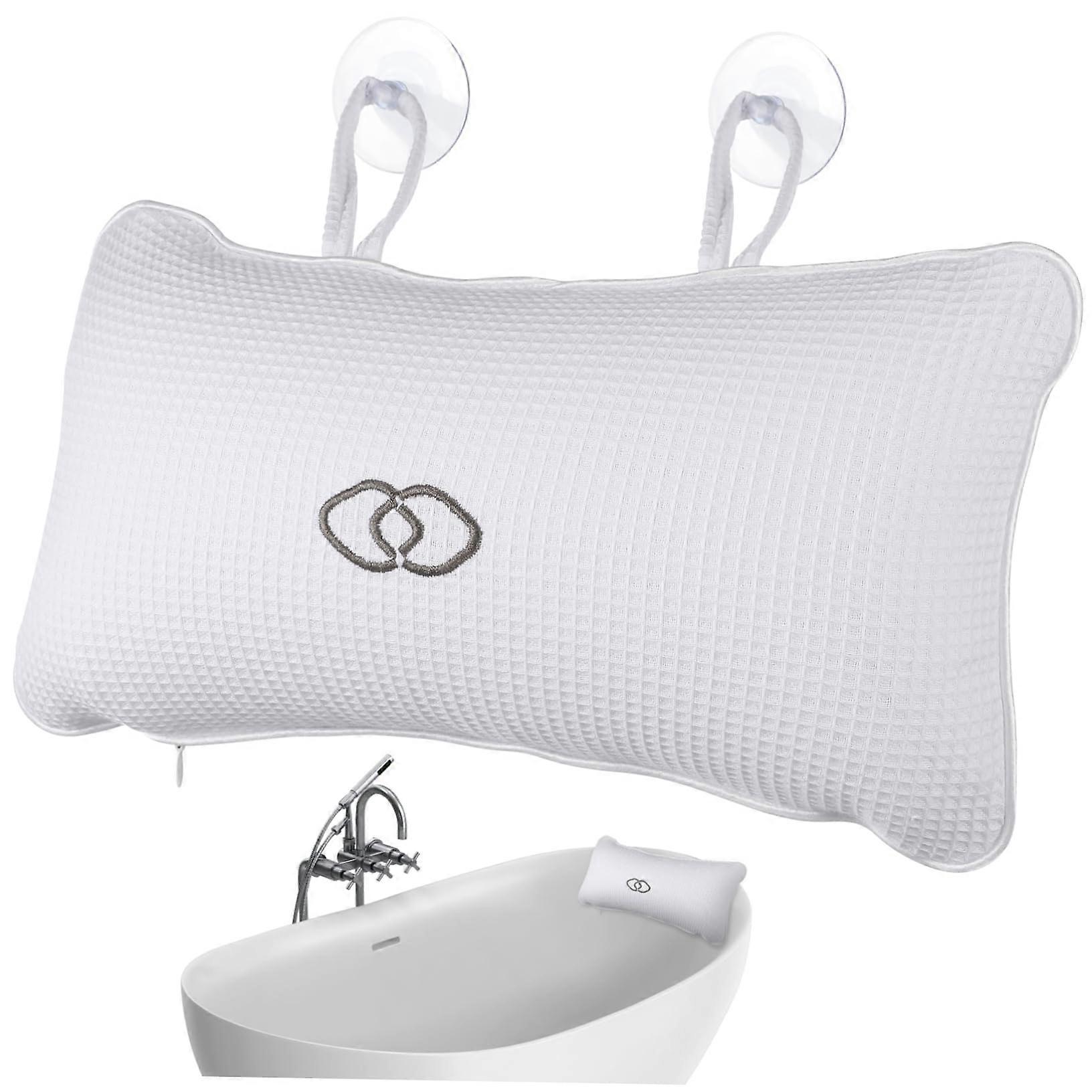 Bath Pillow with Inflatable Adjustable Head Neck Support, Mesh Spa Tub Cushion with Suction Cups