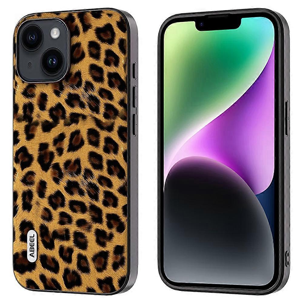ABEEL For iPhone 14 Plus Phone Protector PU Leather Coated TPU + PC Shell Leopard Texture Case