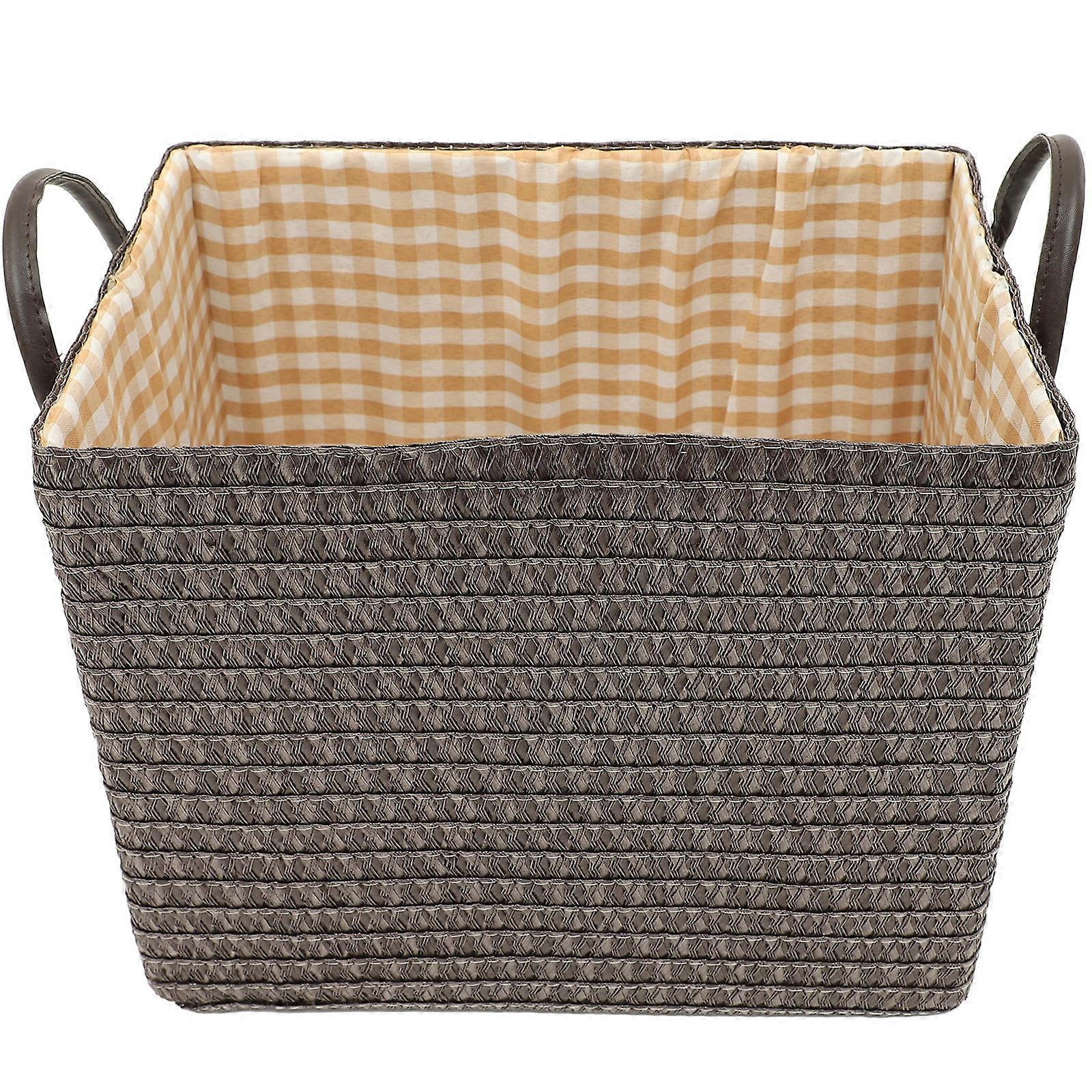 Clothes Storage Organizer Woven Container for Household Users Rectangular Coffee 3Pcs