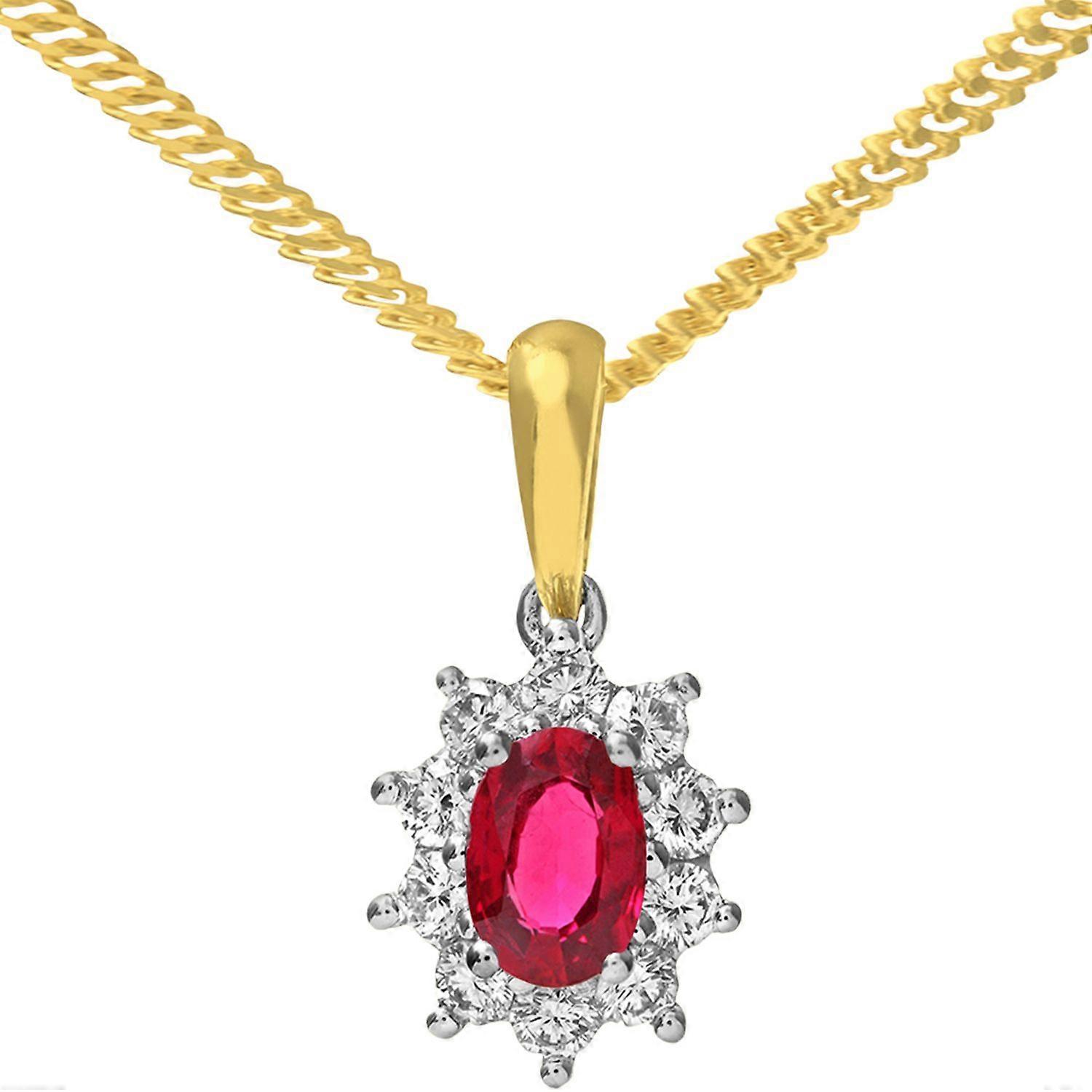 Jewelco London 18K 黄金圆形 0.35 克拉钻石簇吊坠项链 18 英寸 46 厘米