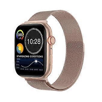 Smartwatch met 1,75 inch kleurenscherm, IPX7 waterdichtheid en stalen band.