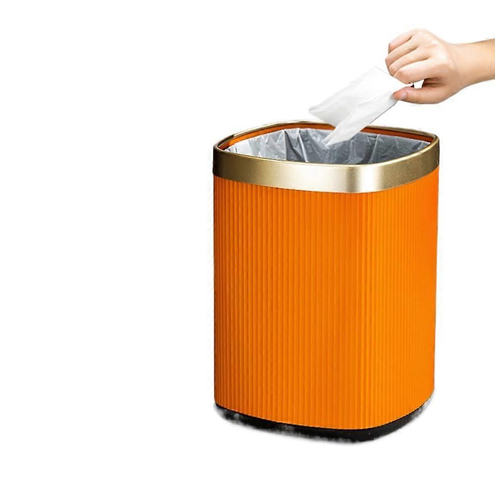 20L Double Layer Kitchen Trash Can with SlowClose Lid, Modern Square Bin, Orange