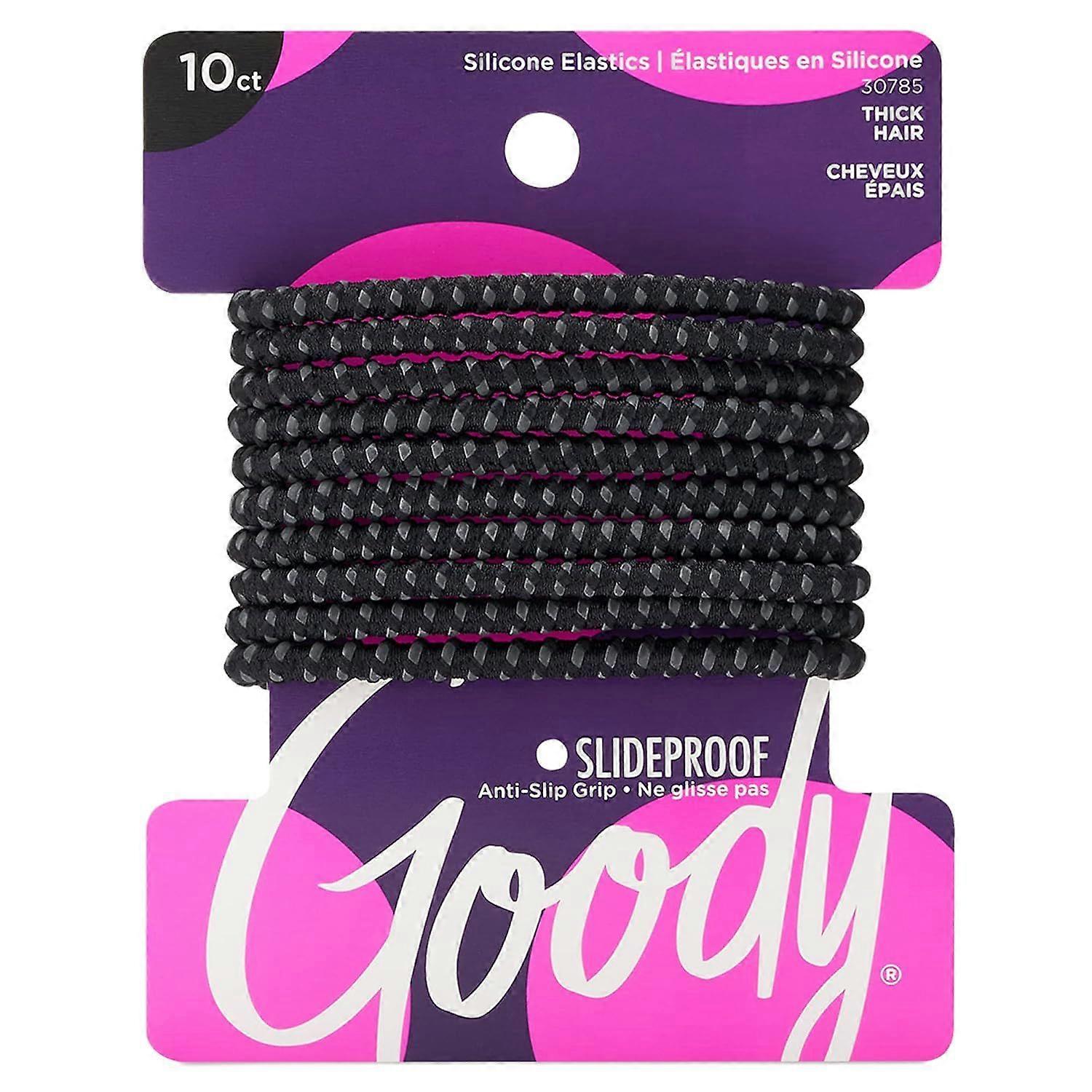 Nonslip Womens Elastic Hair Tie Black - 4MM for Medium Hair- Ouchless Pain-Free