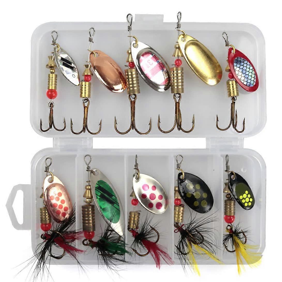 Fishing Lures Set with Spinner Baits, 3D Eyes, SShape Swim, Sharp Hooks, Freshwater 10Pcs