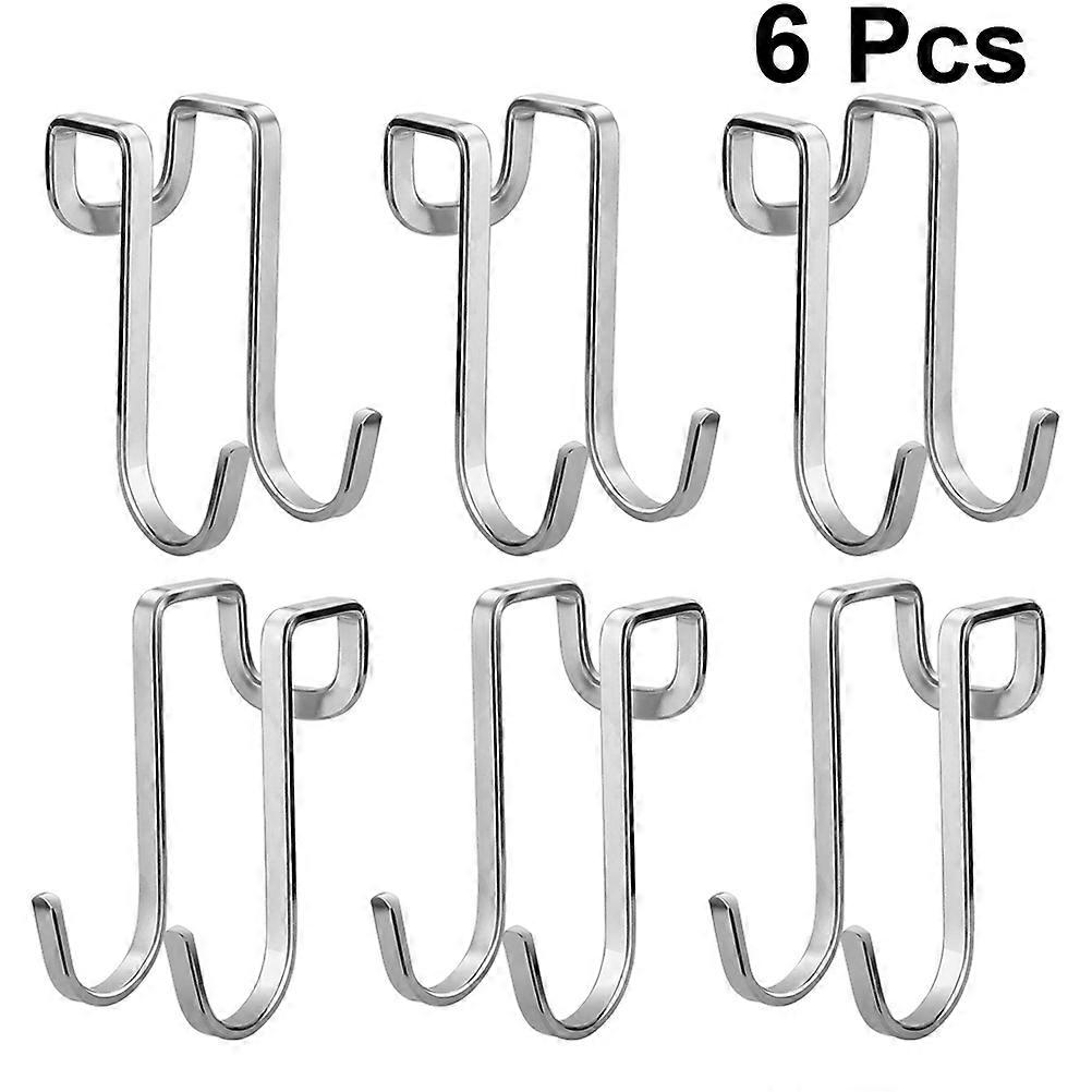 6Pcs Punch -Shaped Door Back Hooks for Hanging Use Silver Hooks