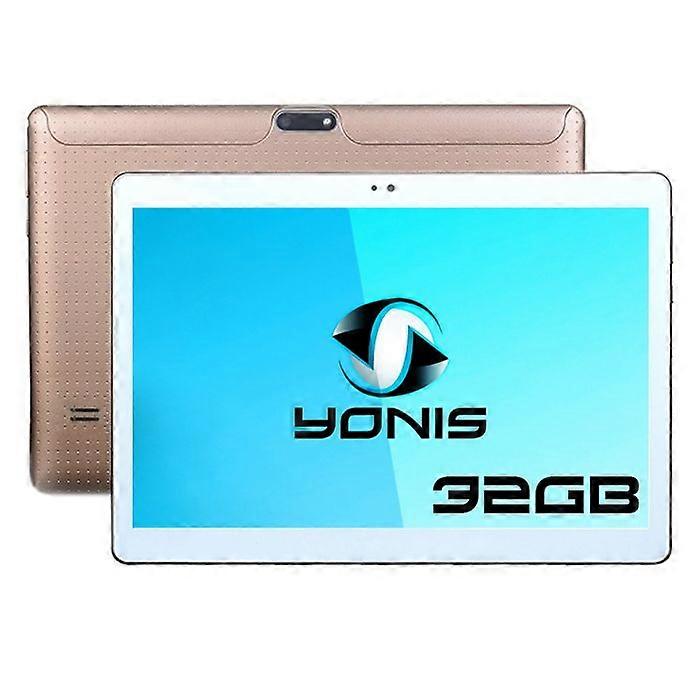 Tablet Android 7.0 Dual Sim 4G Tela IPS 10 Polegadas Quadcore Bluetooth GPS Dourado + 32GB SD YONIS