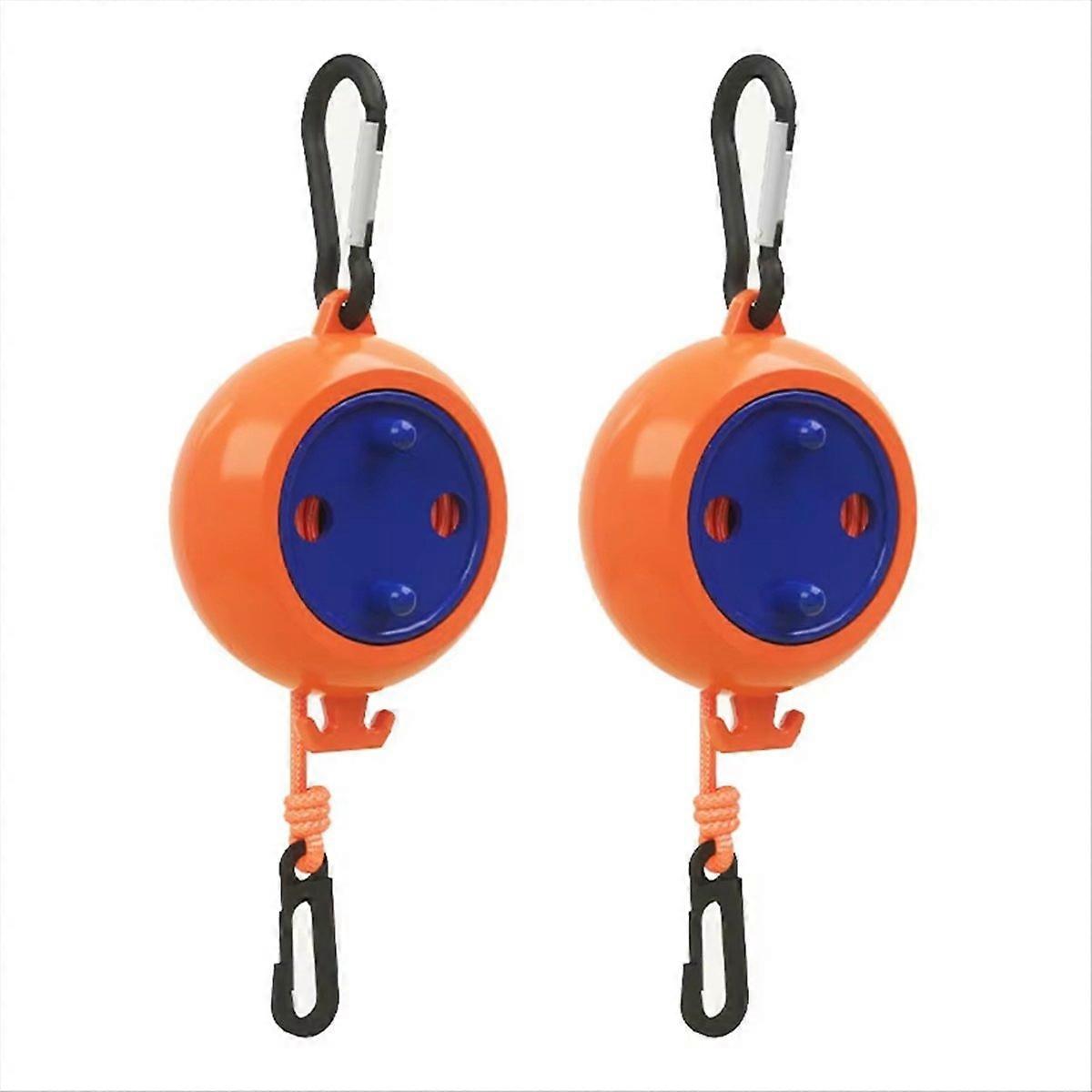 2PCS Non Perforated Clothesline Retractable Hanging Rack Orange