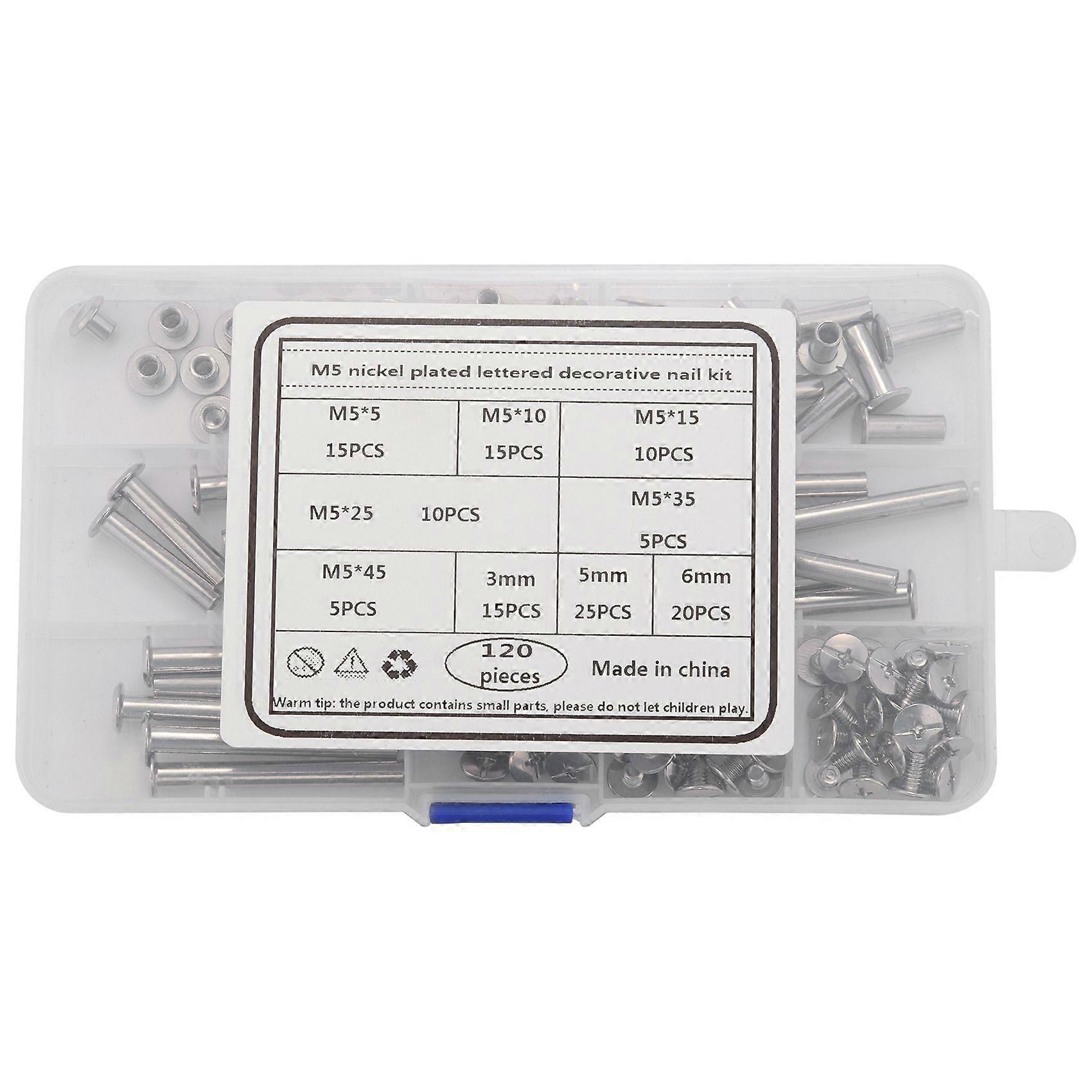 Chicago Screw Binding Screws Posts Assortment Kit for DIY Leather Bookbinding Crafts(120Pcs,M5)