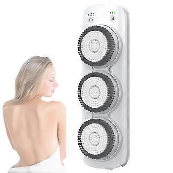 Electric Wall Mounted Body Brush Rechargeable Shower Scrubber 3 Heads 360° Rotating Waterproof