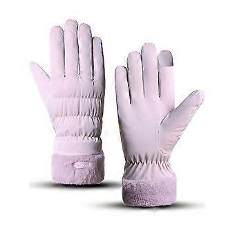 Gants d'hiver thermiques pour femmes, doublés en polaire, compatibles avec les écrans tactiles et dotés d'un poignet en fausse fourrure – Coupe-vent, imperméables et compatibles avec les écrans tactiles