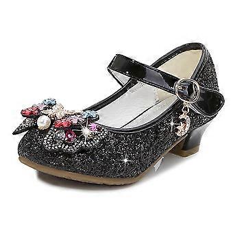 Chaussures habillées pour filles, style Mary Jane, à talons, noires, pour mariage ou fête, pointure 9-9,5 ans.