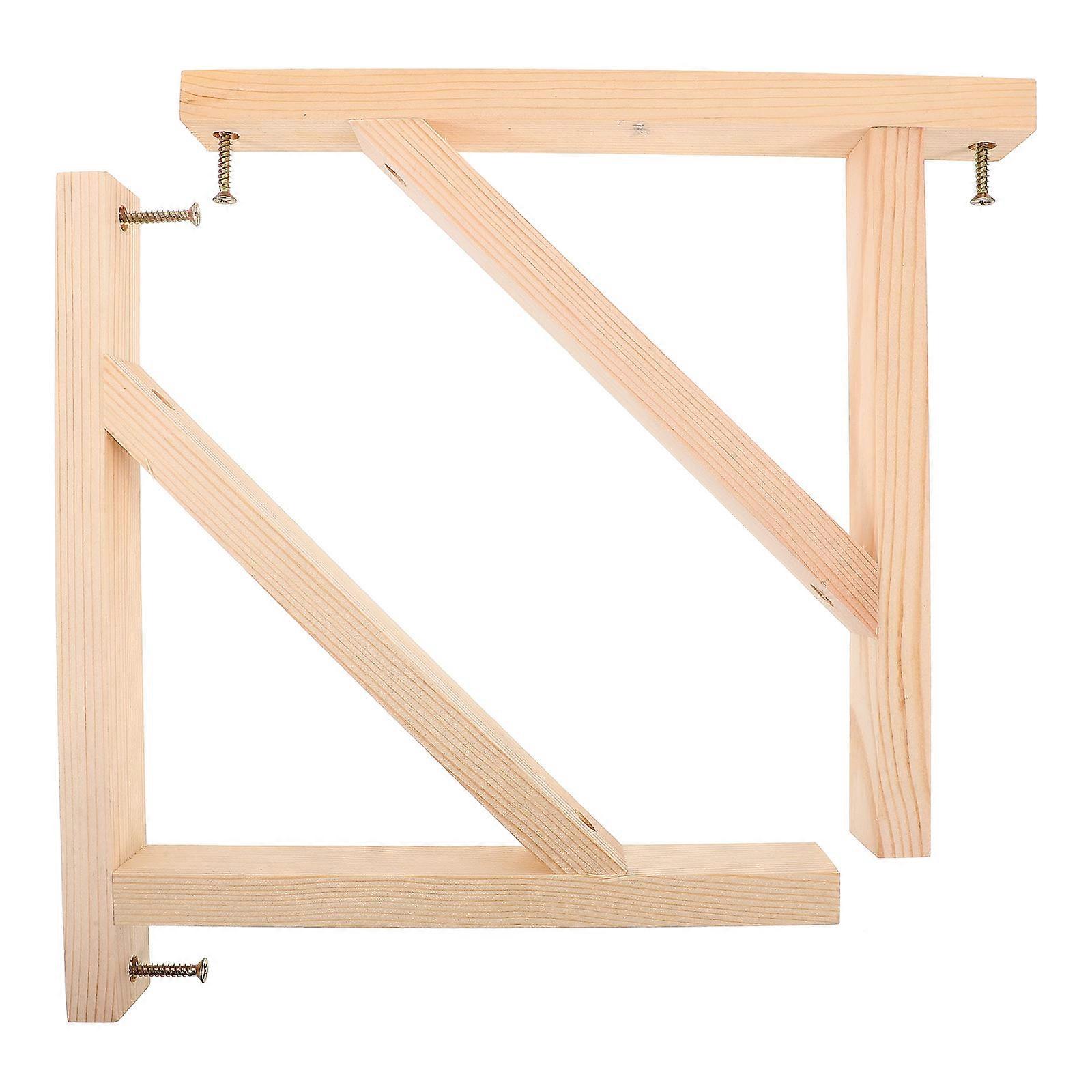 Beige Wooden Shelf Brackets Triangular Shelf Bracket for Holding Use 2Pcs