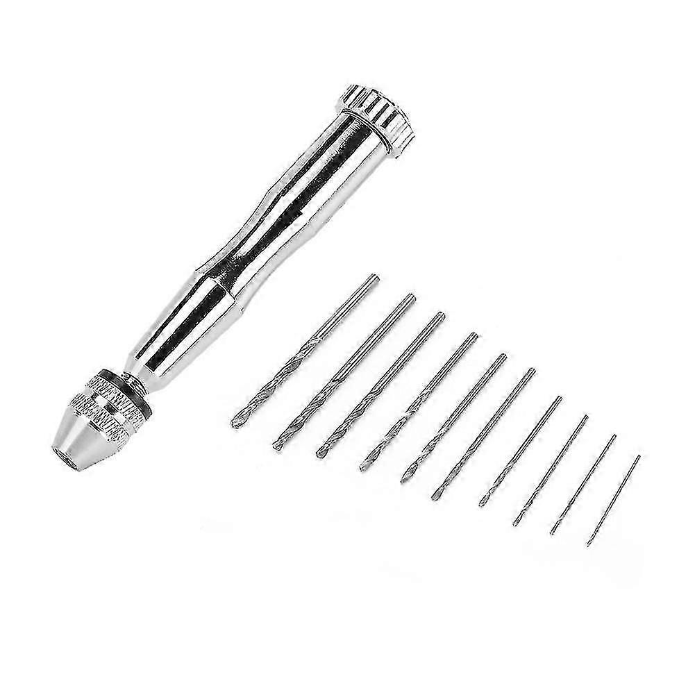 Micro Mini Portable Tool Set Small Hand Drill 10pcs Twist Drill Bits 0.8-3.0mm