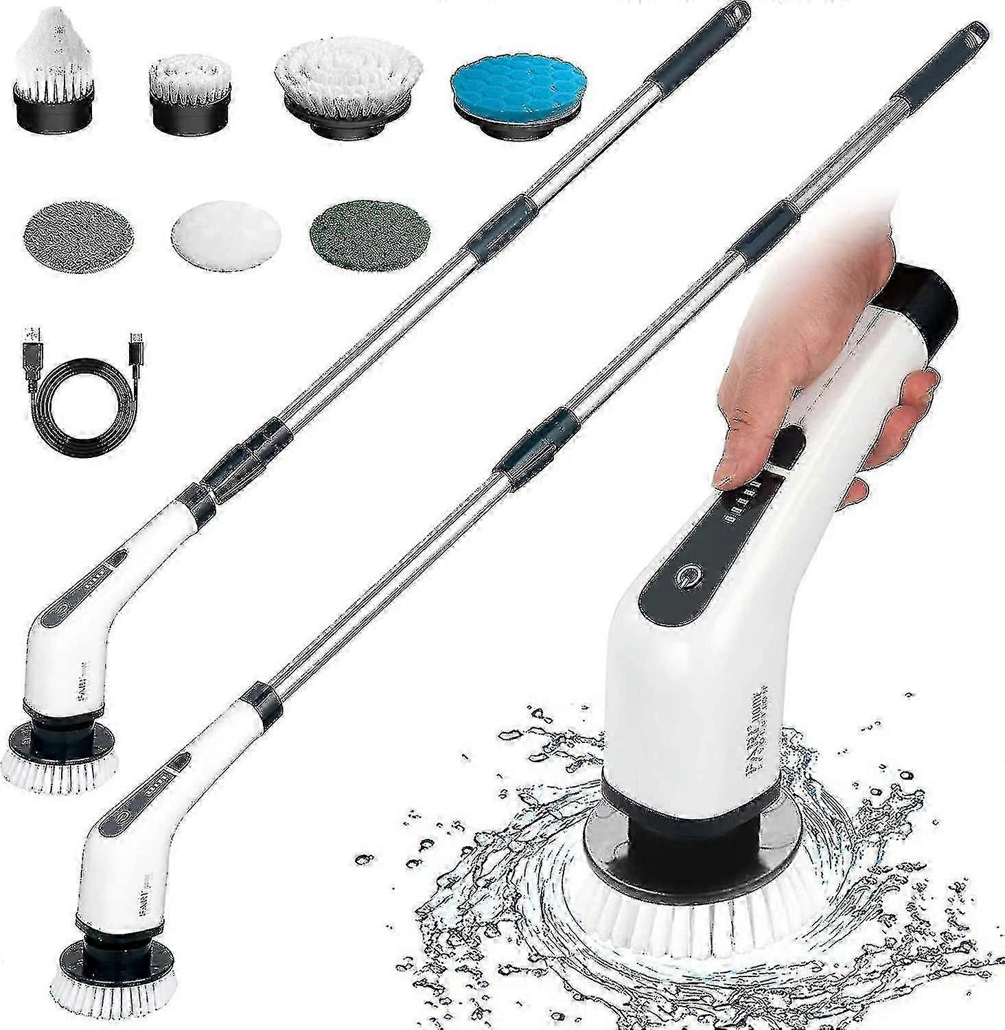 Cordless electric cleaning brush with 7 replaceable brush heads
