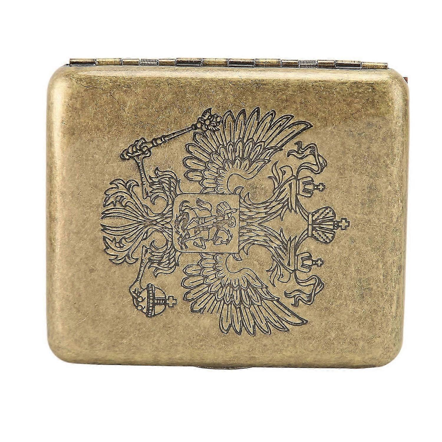 Retro Cigarette Case, 20 Cigarettes Capacity, Double-Headed Eagle Pattern, Outdoor Cigarette Case