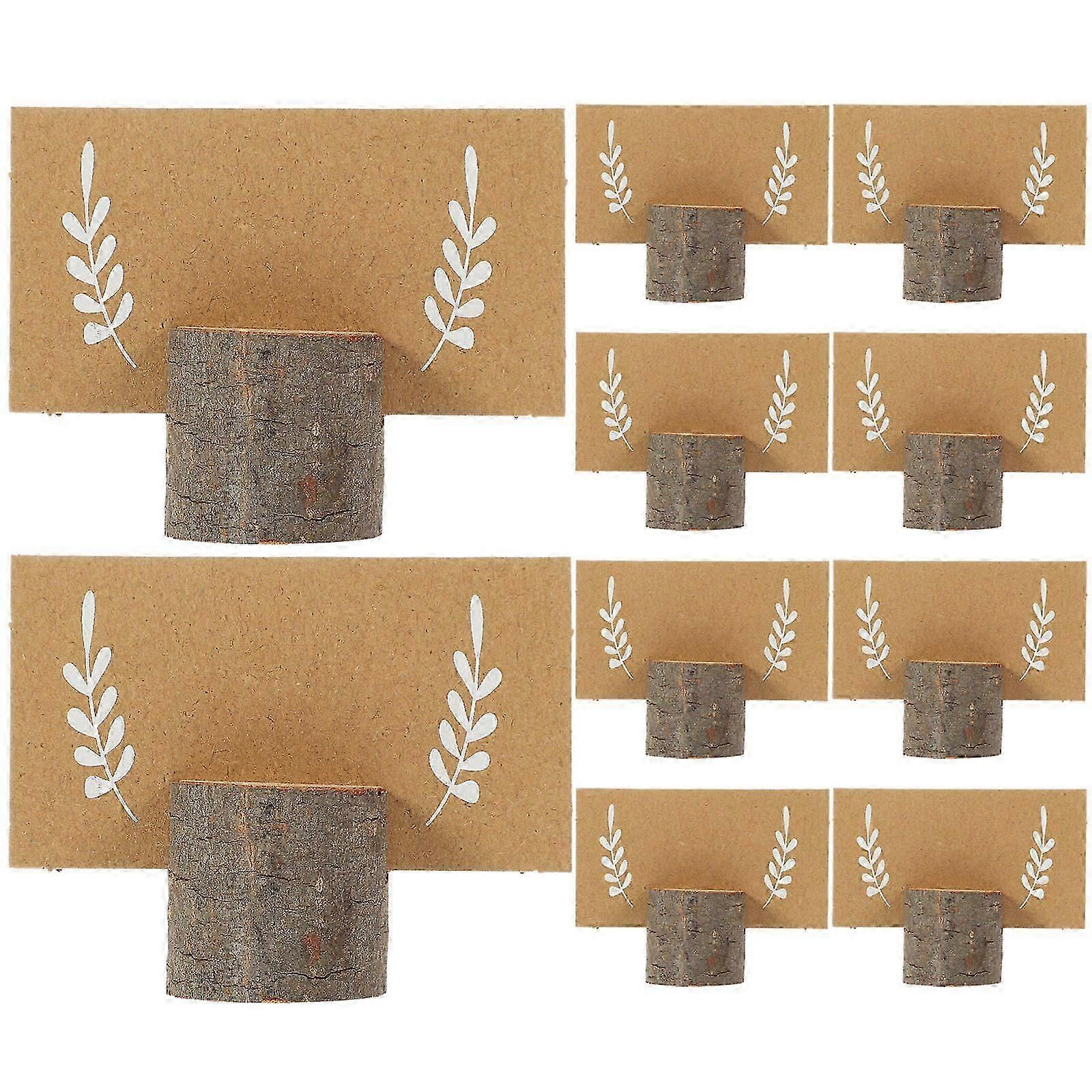 Wood Card Holders for Table Numbers and Notes 4Sets Rustic Style