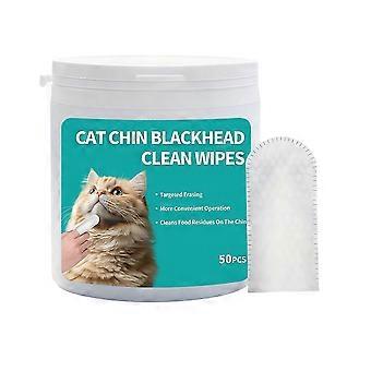 Cat Chin Blackhead Cleaning Finger Wipes, 50pcs Pet Oil & Residue Remover, Mild Non-Irritating Cat Grooming Wipes