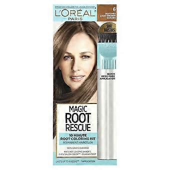 L'Oréal, Magic Root Rescue, 10 Minute Root Coloring Kit, 6 Light Brown, 1 Application, 3-Pack