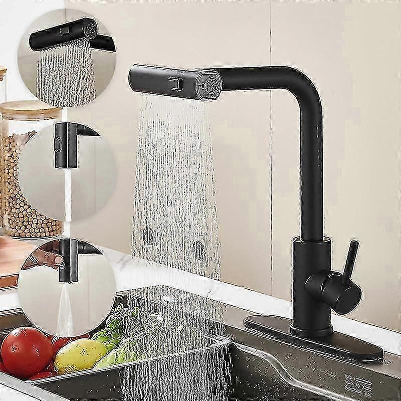 Waterfall touch kitchen faucet with pull down sprayer
