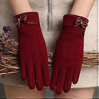 Women's Christmas Touchscreen Gloves  Warm Polyester Material with Cute Bow Design Perfect for Holiday Parties & Winter Wear,z