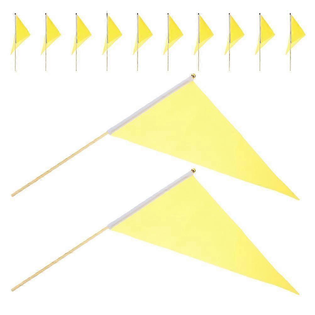 Construction Marking Flag Yellow Triangle Flags for Lawn Use 12Pcs