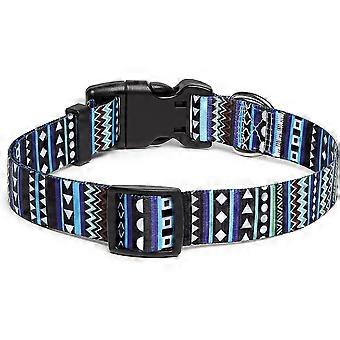 Dog Collar, Fashion Pattern with Quick Release Buckle, Classic Adjustable Nylon Collar for Small, Medium and Large Dogs (M, Blue)